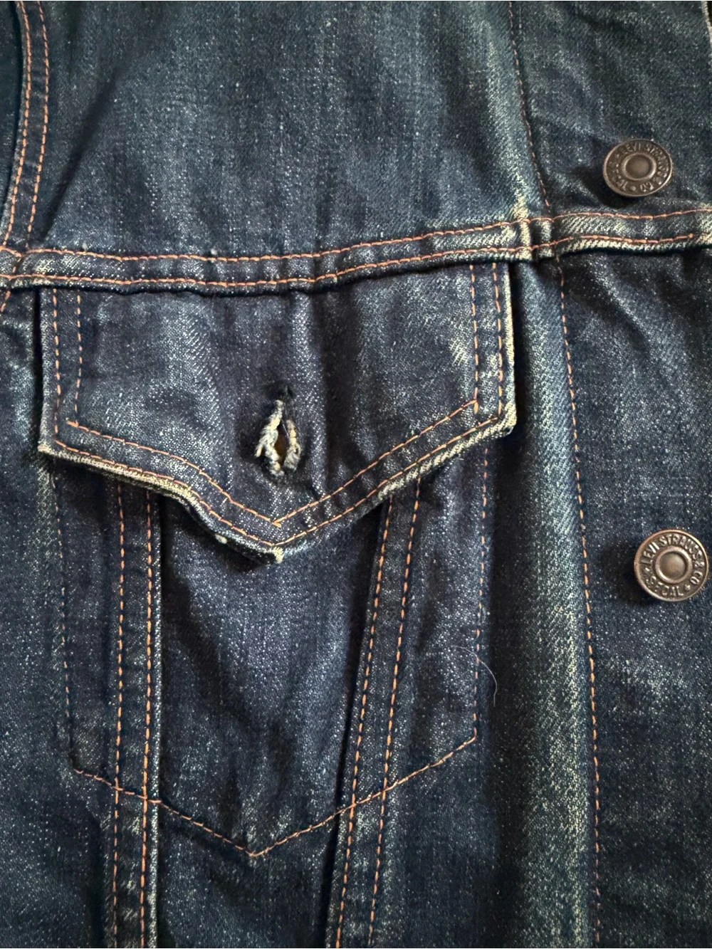 Vintage 60s 70s Levi’s Big E Type 3 III Trucker Denim Jacket USA Dark Wash Rare - Picture 7 of 16